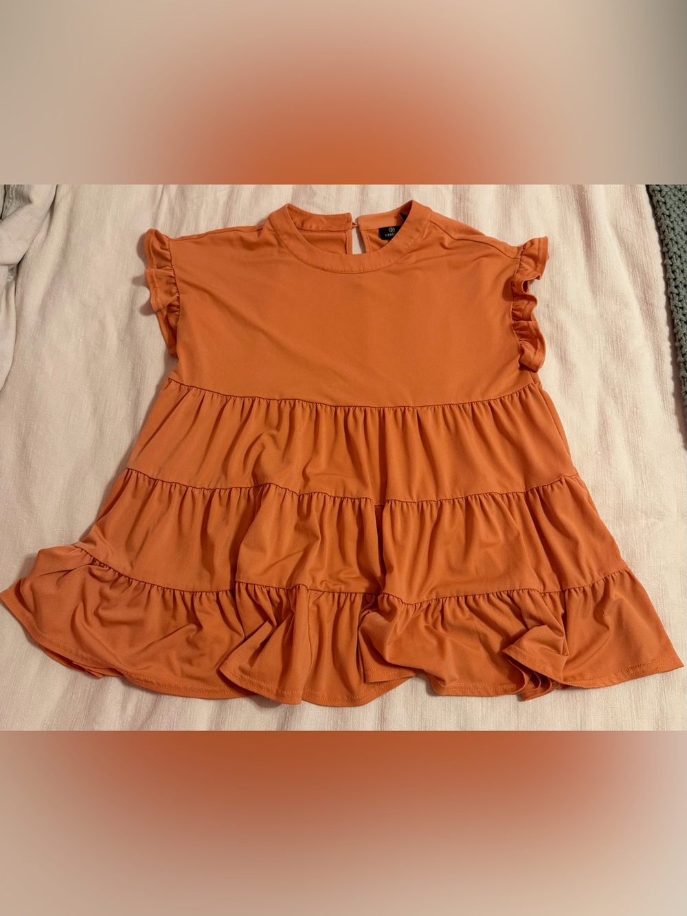 Versona Rust Orange Tiered Ruffle Tunic